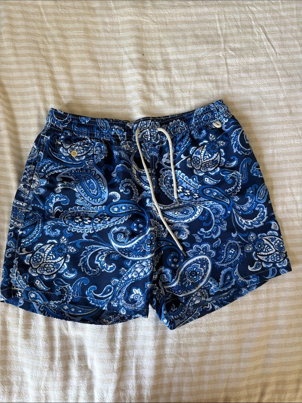Polo by Ralph Lauren Navy and White Paisley Athletic Shorts